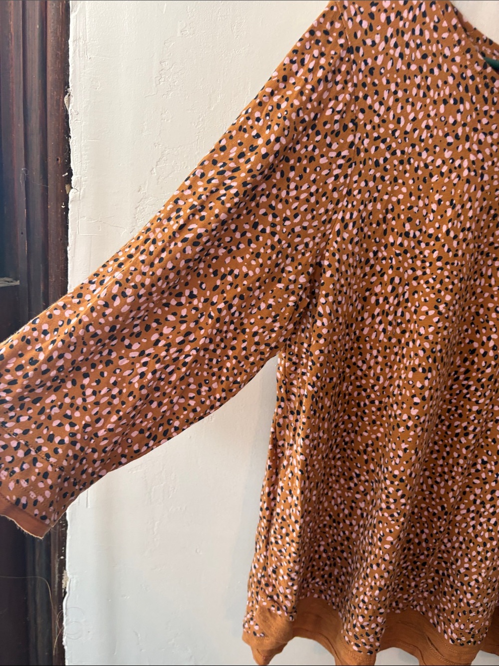 J. Jill Rust Multi-Dot Long Sleeve Boatneck Top Size Large Petite - Picture 3 of 9